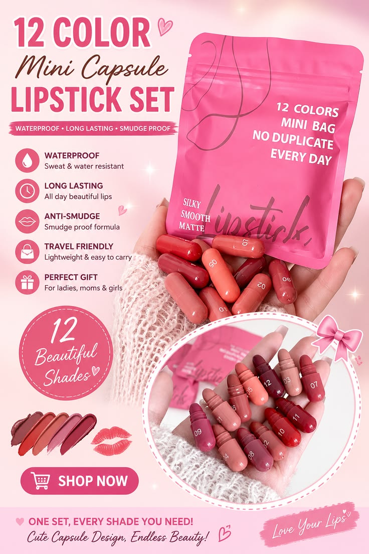 12pcs Cute Mini Matte Lipstick Set