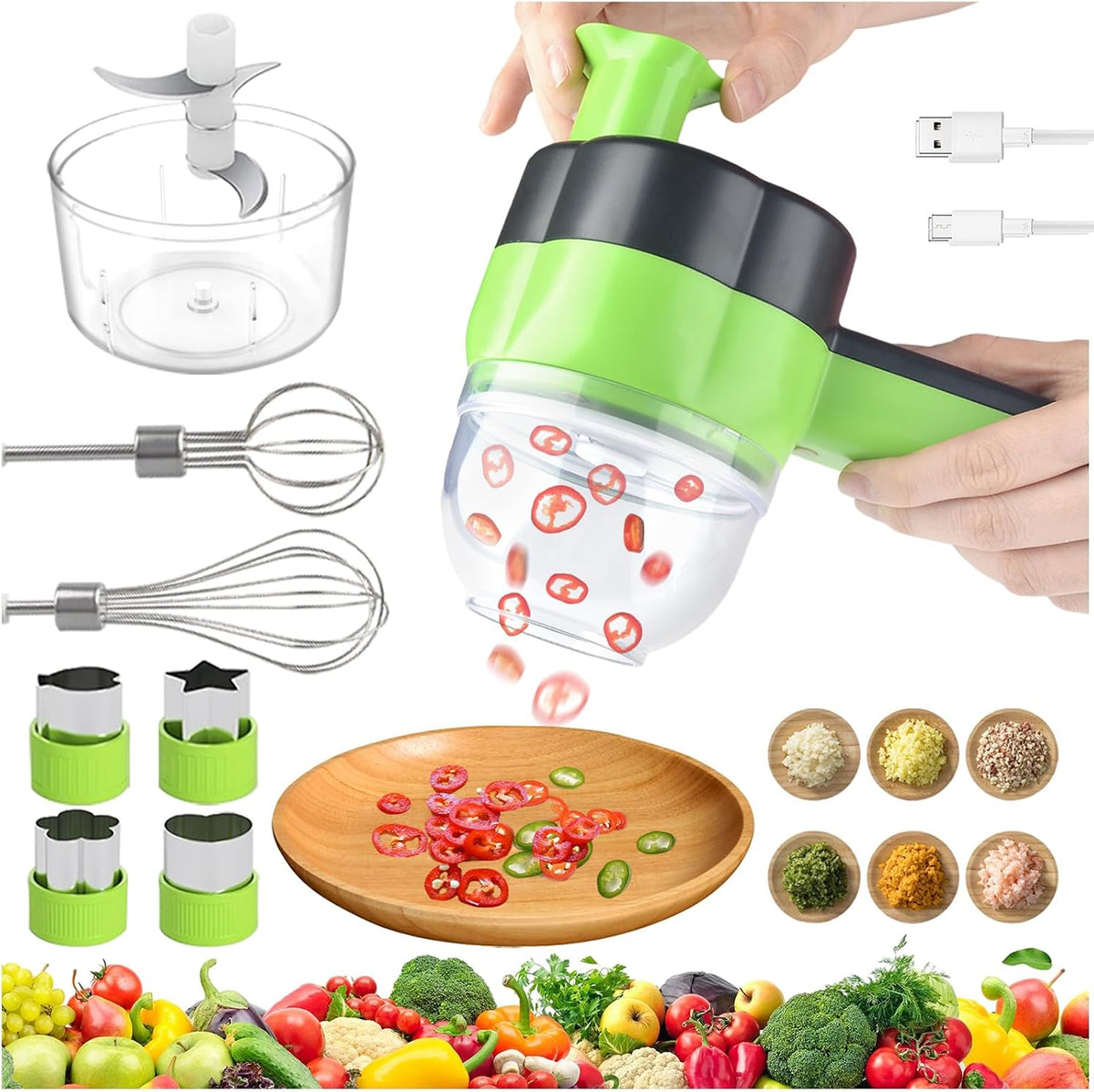 Electric Vegetable Slicer Set Vegetable Cutter 4 in 1