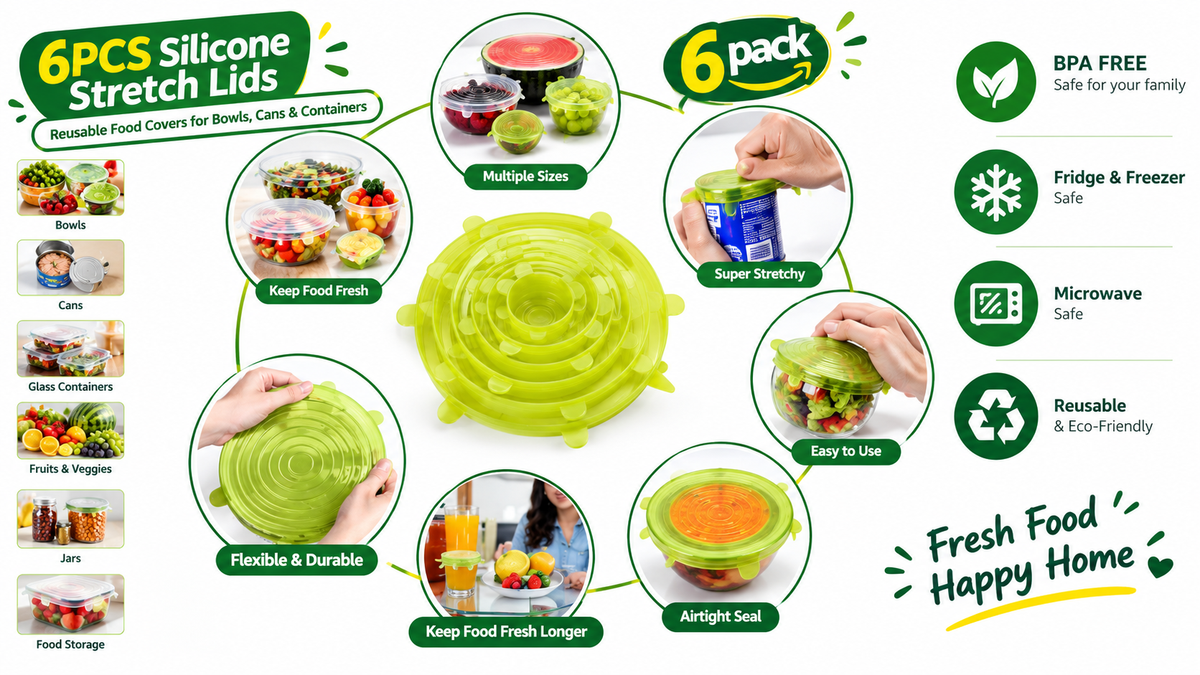6 Pcs/Set Food Silicone Cover Universal