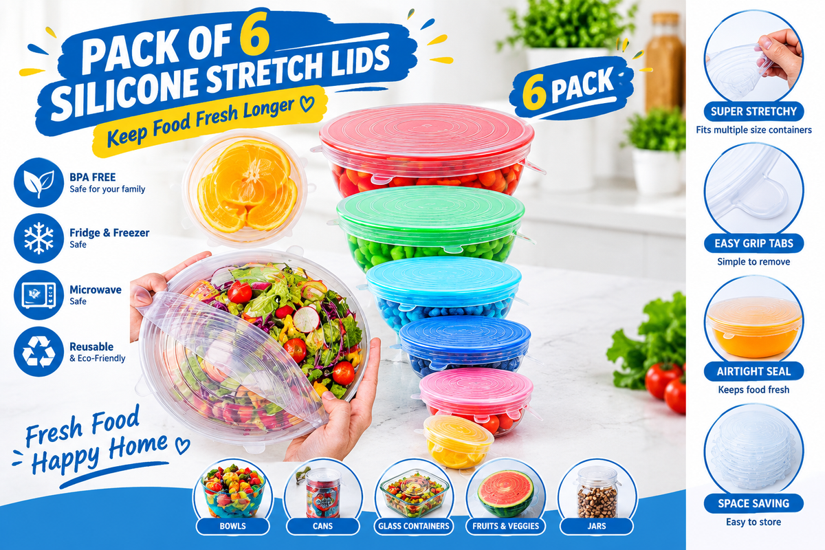 6 Pcs/Set Food Silicone Cover Universal