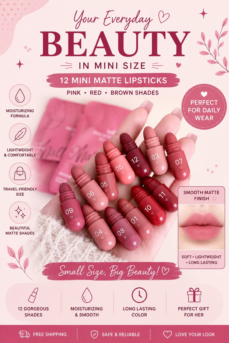 12pcs Cute Mini Matte Lipstick Set